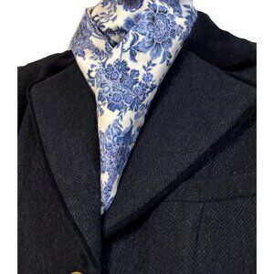 Classic Shaped Blue Paisley Equestrian Hunter Stock Tie